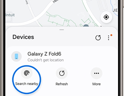 Search nearby icon highlighted