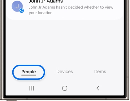 People tab highlighted in Samsung Find app on a Galaxy phone