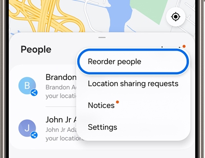 Reorder people option highlighted in More options