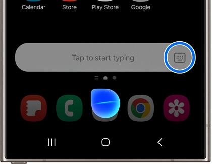 Keyboard icon highlighted in the lower left-hand corner while Bixby is activated