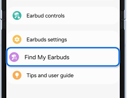 Find My Earbuds highlighted in the Galaxy Wearable app