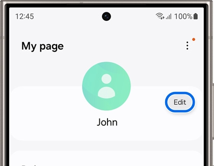 Edit highlighted in the My Page tab in Samsung Health