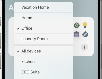 A list of devices with All devices displayed at the top on the SmartThings app