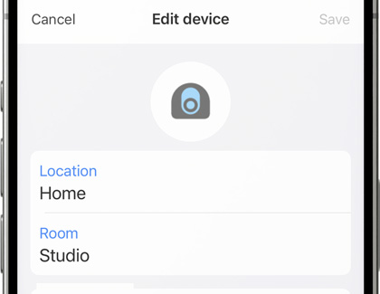Information about the device with Edit device displayed at the top in the Smartthings app