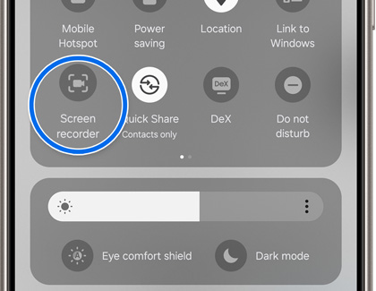 Screen recorder icon highlighted on a Galaxy phone