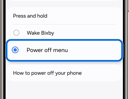 Power off menu highlighted in Side button settings