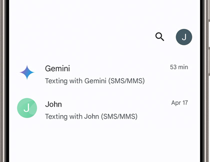 Google Messages home screen displaying different chat conversations