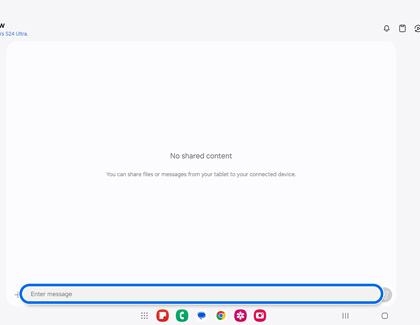 Enter message bar highlighted in the Samsung Flow app