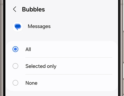 All selected in Bubbles settings for Google Messages