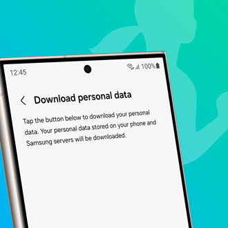 Galaxy S24 Ultra displaying Download personal data screen in the Samsung Health app