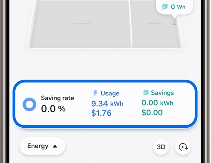 Usage bar highlighted while displaying Saving rate, usage, and savings