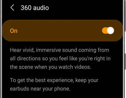360 Audio setting turned on in Galaxy Wearable app