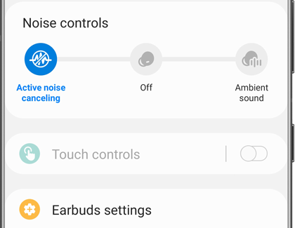 Active noise canceling screen on Galaxy Wearable app