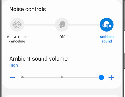 Ambient sound screen on Galaxy Wearable app