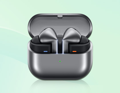 Galaxy Buds3 Pro with the lid of the charging case open.