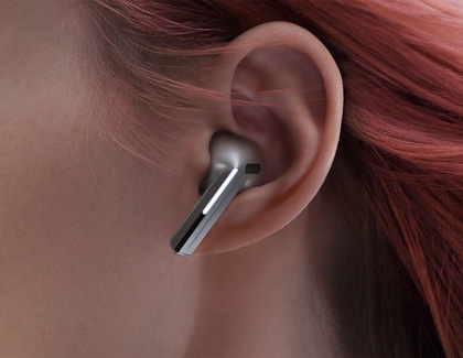 Close-up of a person wearing Galaxy Buds3 Pro