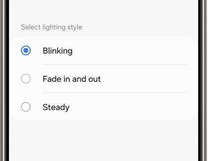 Blinking selected in Select lighting style screen