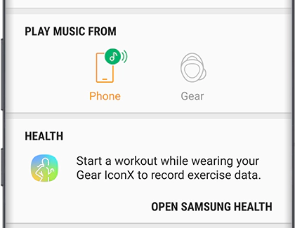 OPEN SAMSUNG HEALTH via Galaxy Wearable app connected to IconX earbuds to view exercise information