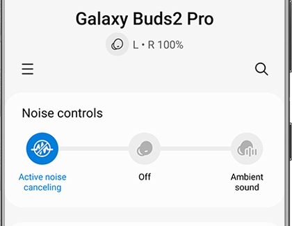 Active noise canceling highlighted in the Galaxy Wearable app