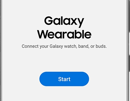 Start button displayed in the Galaxy Wearable app