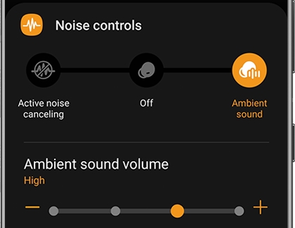 Ambient sound chosen with Ambient sound volume setting below
