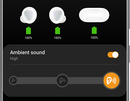 Ambient sound switched on and set to High in Galaxy Wearable app