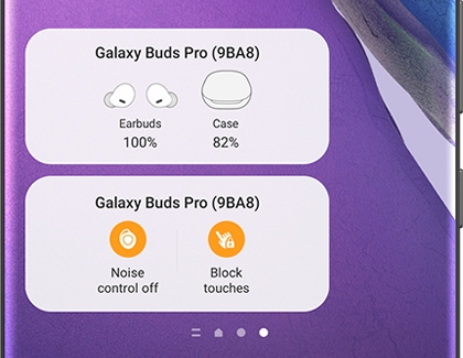 Two Galaxy Buds Pro widgets on a Galaxy phone