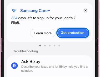 Device card details screen with a Get protection button highlighted.