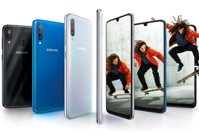 A bunch of Galaxy A models next to one another