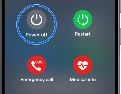 Power menu on a Galaxy A56 showing options for power off, restart, emergency call, and medical info.