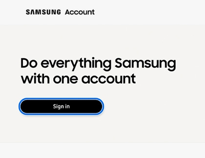 Samsung sign-in page displaying 