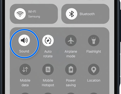 Sound highlighted in the Quick settings panel.