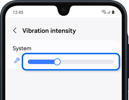 The Vibration intensity slider for system sounds.