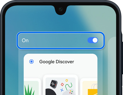 The On switch used for enabling Google Discover or Samsung Free.