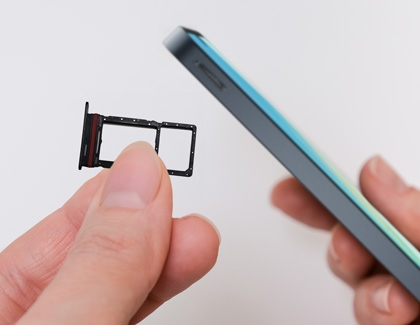 The SIM card tray for a Galaxy A16 5G.