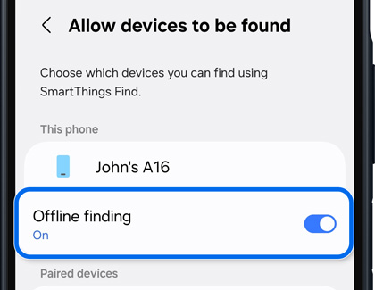 A settings screen highlighting the 