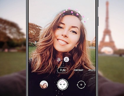 Galaxy A42 with Fun camera mode filter