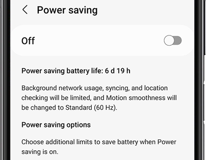 Power saving options on a Galaxy phone