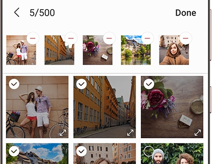 Selected images with check marks and Done at the upper right side.