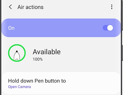 Air actions enabled on a Note20