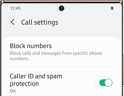 Caller ID and spam protection switched on with a Galaxy phone