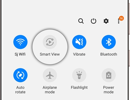 Quick panel with Smart View icon highlighted