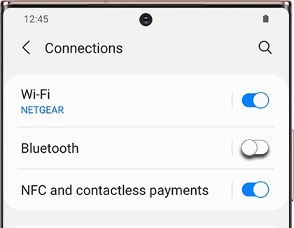 Bluetooth switch highlighted on a Galaxy phone