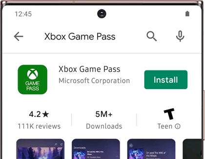 Xbox Game Pass with Install option next to it in Play Store