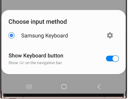 Samsung Keyboard chosen with Gboard as another option