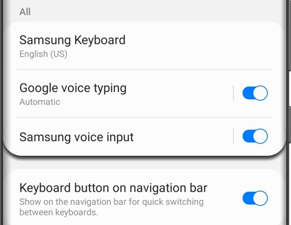 Manage keyboards screen with a list of keyboards