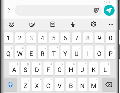 Samsung keyboard with Settings and options displayed above keys