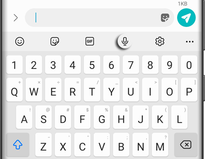 Samsung Keyboard with Voice input icon highlighted