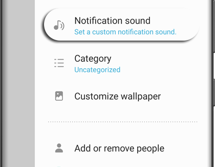 List of conversation options with Notification sound highlighted