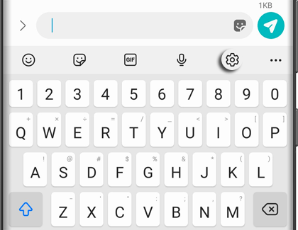 Samsung Keyboard with Settings icon highlighted